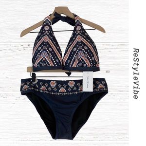 MEET.CURVE Women’s Size 2XL Swim Bikini Set Top Bottom Matching Tie NEW NWT